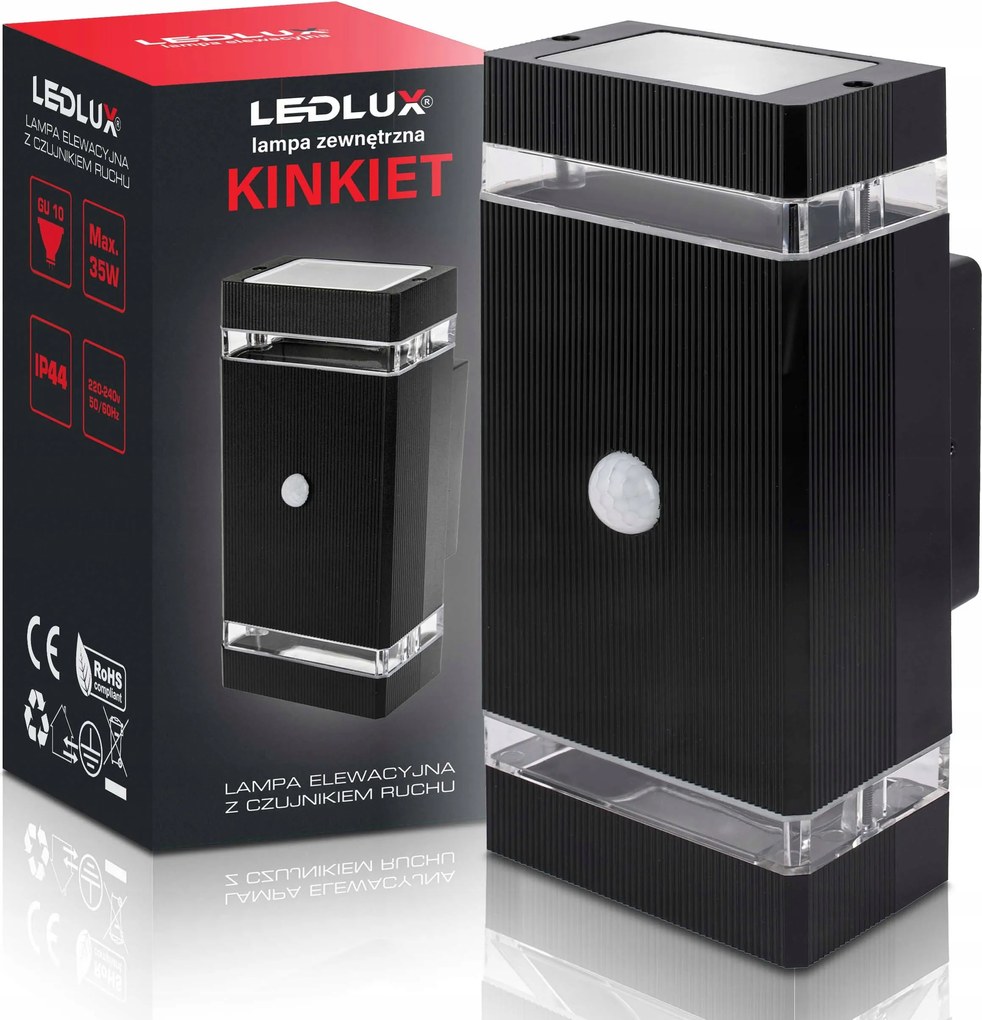 Kültéri fali lámpa Led kerti 2xGU10 Pir mozgásérzékelő