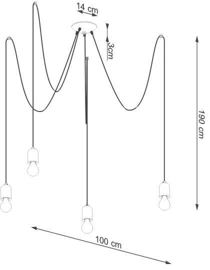 Sollux SL.1161 - Csillár zsinóron NESO 5xE27/15W/230V pók beton
