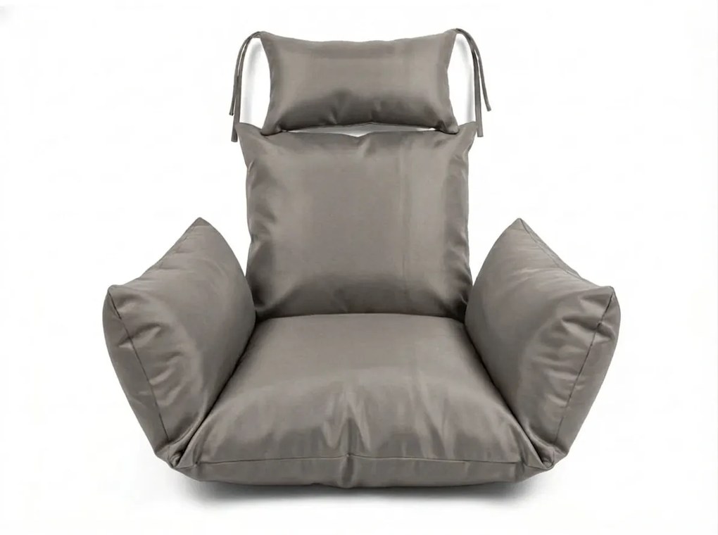 Szürke függő szék KOKON állvánnyal, világos párna