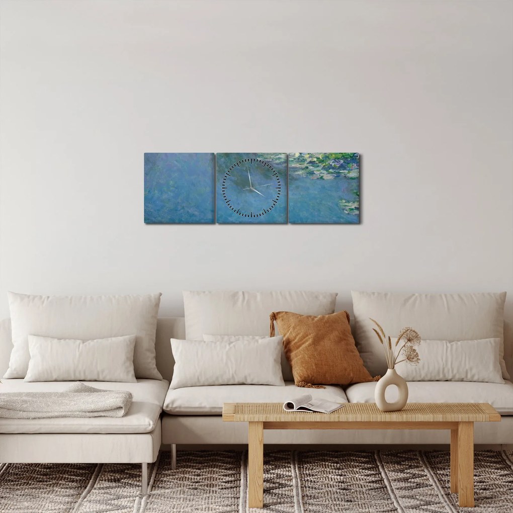 Kép - Claude Monet, Water Lilies, reprodukciók (órával) (90x30 cm)