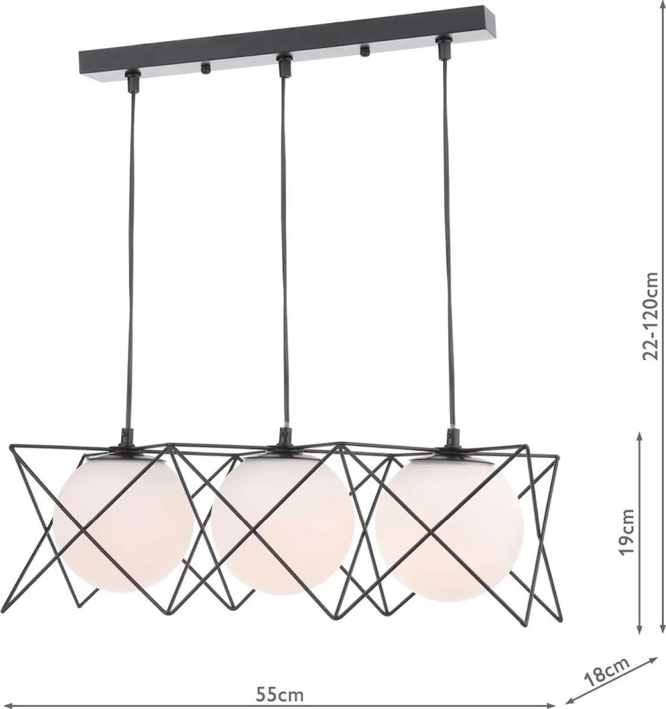 Dar Lighting modern függeszték dreyson fehér matt fekete dardre0322