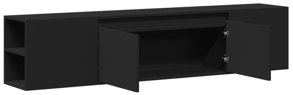 fekete falra szerelhető TV-szekrény LED-del 180 x 31 x 39,5 cm