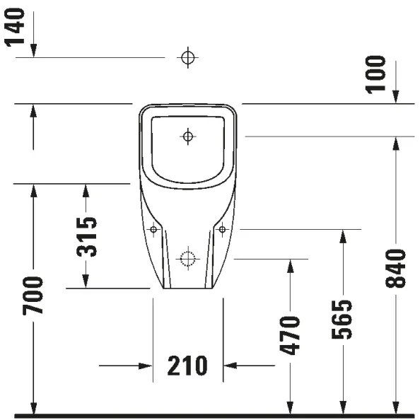 Duravit 828300000 - D-CODE piszoár, felső bekötés, hátsó lefolyás, kerámia/fényes fehér