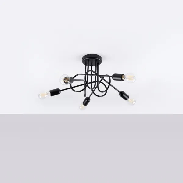 Sollux SL.1435 - Felületre szerelhető csillár LOOP 5xE27/15W/230V fekete