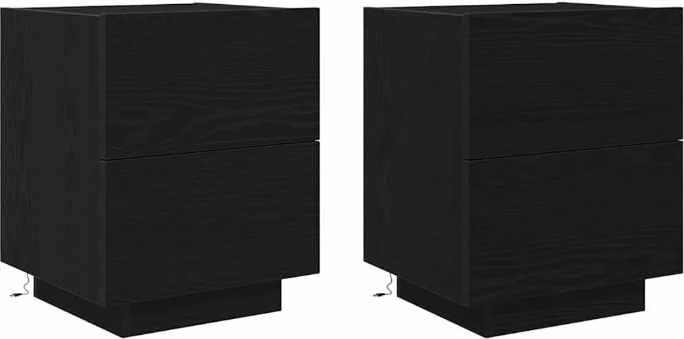 vidaXL Éjjeliszekrény 2 pcs Fekete tölgy 45 x 40 x 55 cm Faanyag