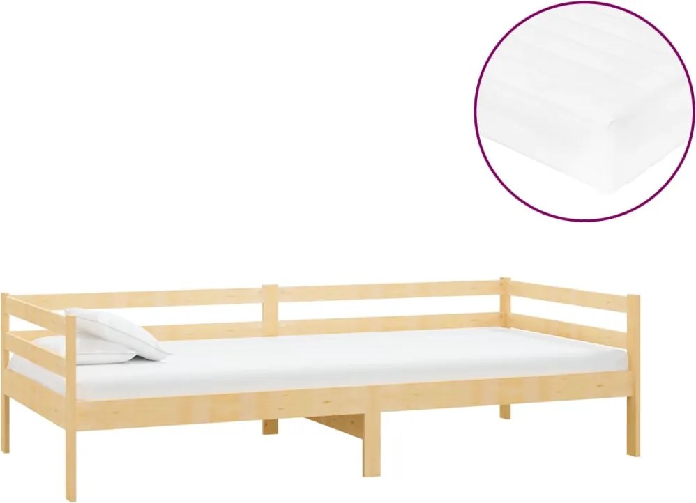 vidaXL tömör fenyőfa dívány matraccal 90 x 200 cm