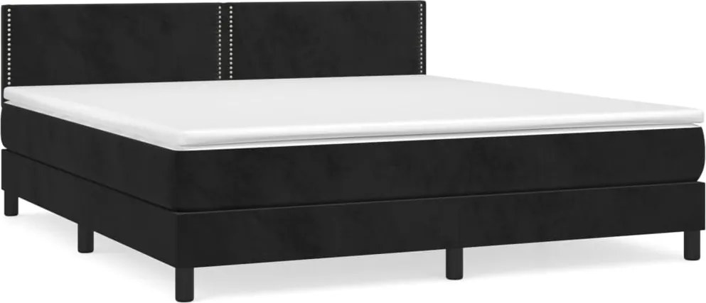 vidaXL fekete bársony rugós ágy matraccal 180x200 cm