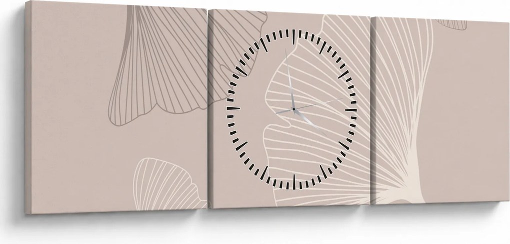 Kép - Bézs színű levelek N⁰6 (órával) (90x30 cm)