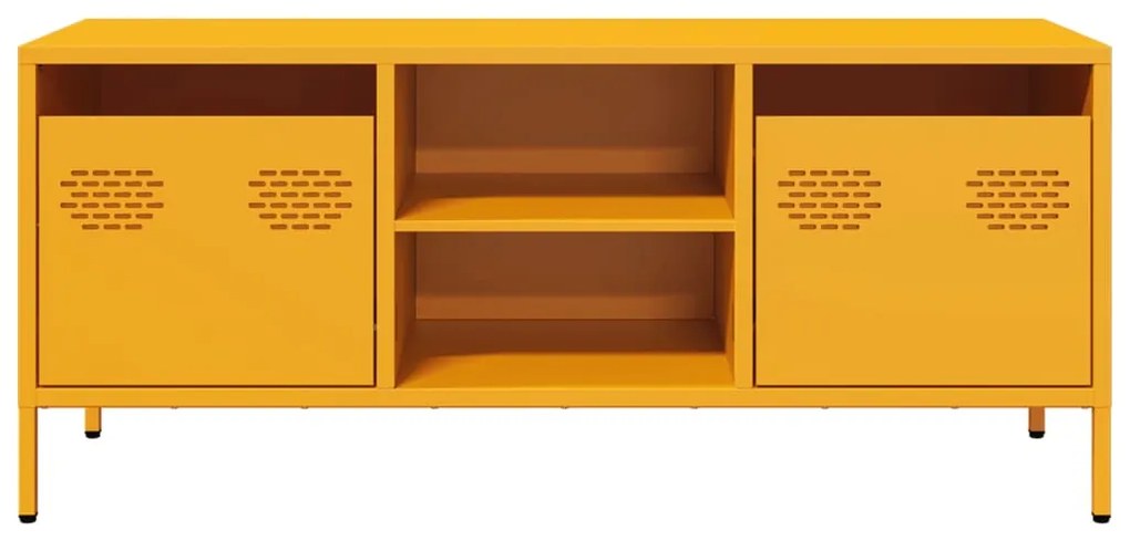 mustársárga hidegen hengerelt acél TV-szekrény 101,5x39x43,5 cm