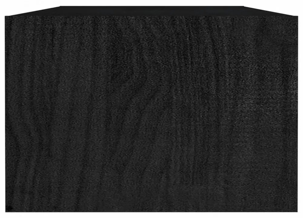 fekete tömör fenyőfa dohányzóasztal 110 x 50 x 34 cm