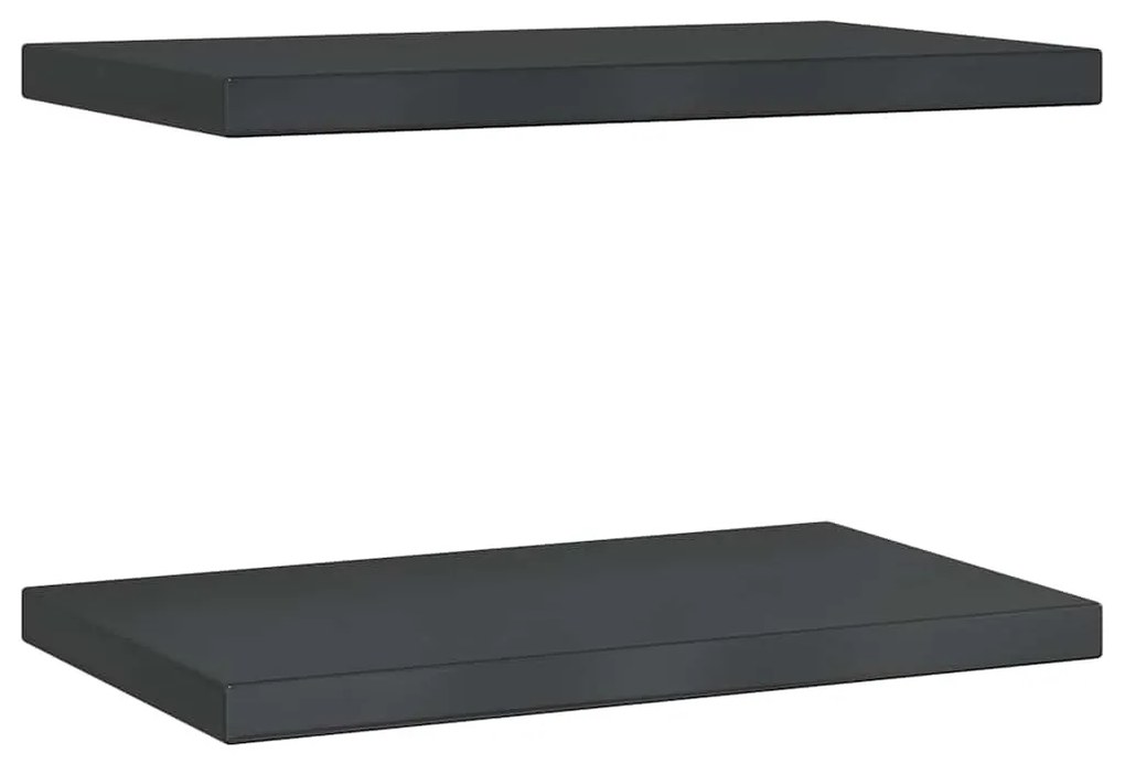 2 db fekete rozsdamentes acél fali polc 50 x 30 x 3 cm