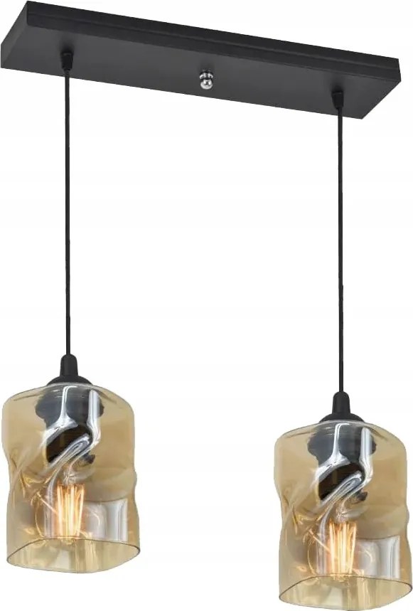 Függő lámpa dupla fekete üveg tea dísz lámpabúra Candellux