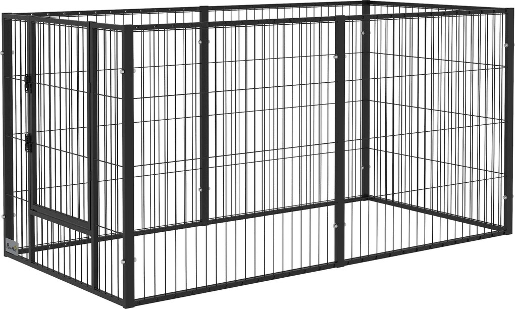 PawHut 6-panelos Állítható Kutyajátszó Állvány Állatkerítés Acélváz 82,5-150x79x81 cm Fekete | Aosom