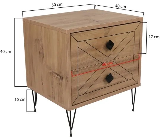 Éjjeli szekrényke LUNA 55x50 cm barna/fekete
