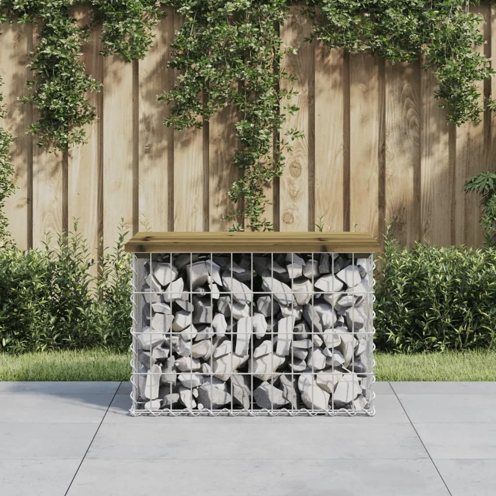 vidaXL impregnált fenyőfa gabion kerti pad 63 x 44 x 42 cm