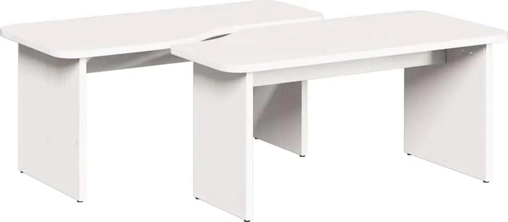 vidaXL Dohányzóasztal 2 pcs Fehér Tömör fenyőfa