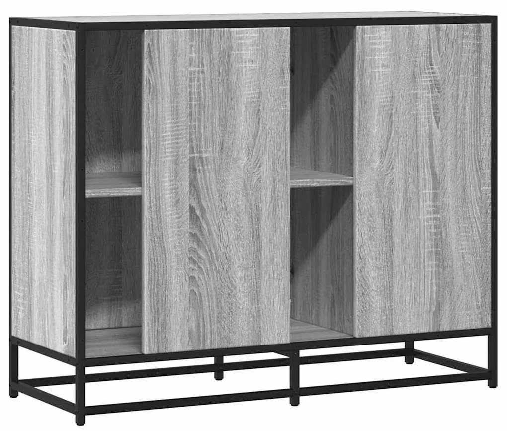 szürke sonoma színű szerelt fa tálalószekrény 92 x 35 x 76 cm
