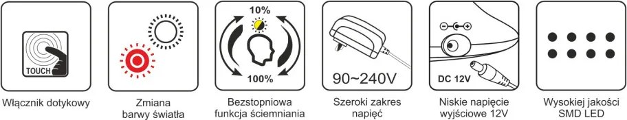 KAJA K-BL1527 CZARNY BOLEK Fekete Színű Asztali Lámpa 7W LED 550Lm 3000-6000K IP20