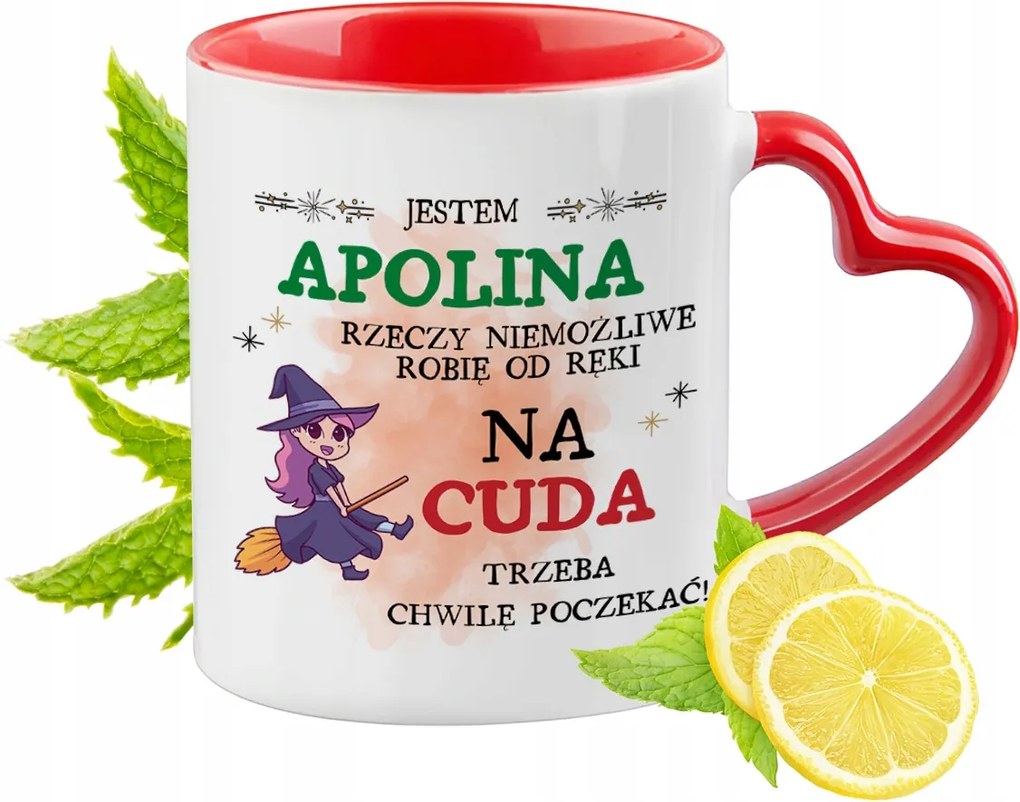 Apolina Piros Bögre Szív Alakú Füllel Ajándék