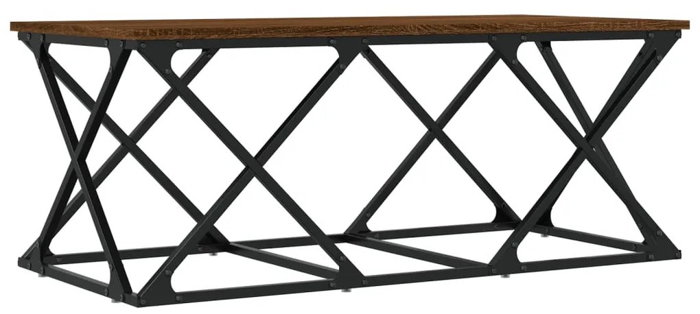Barna tölgyszínű szerelt fa dohányzóasztal 100 x 49 x 40 cm