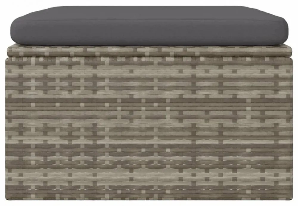 szürke polyrattan kerti lábtartó párnával 55 x 55 x 30 cm