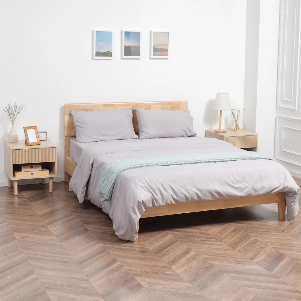 HOMCOM 2 db éjjeliszekrény - modern stílusú éjjeliszekrény fiókokkal és polcokkal, 47 x 47 x 50 cm-es méretben, természetes fa felülettel | Aosom