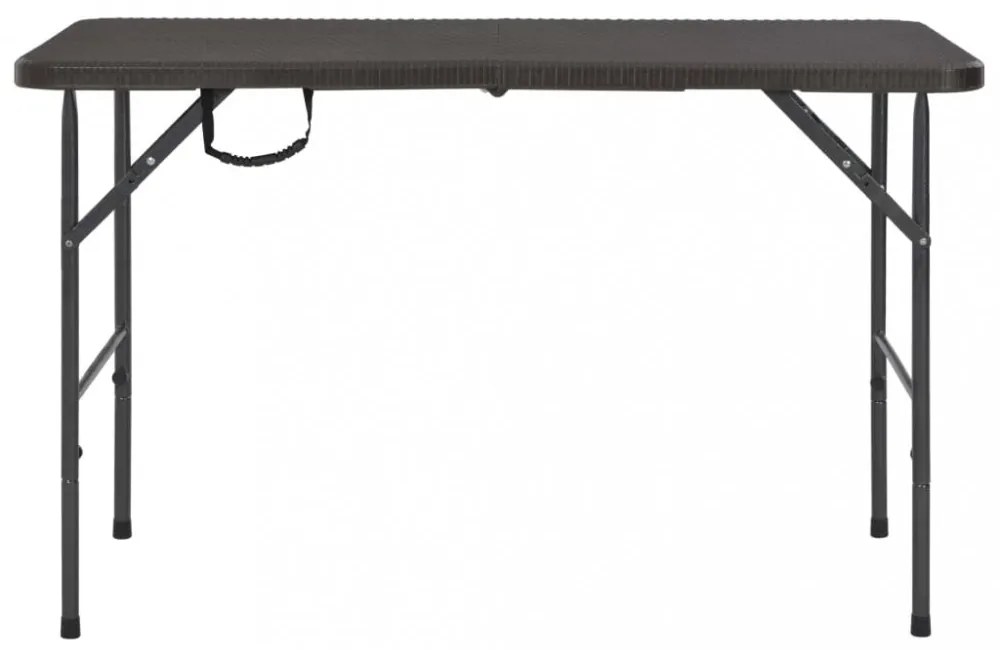 barna rattan hatású HDPE összecsukható kerti asztal 120x60x74cm