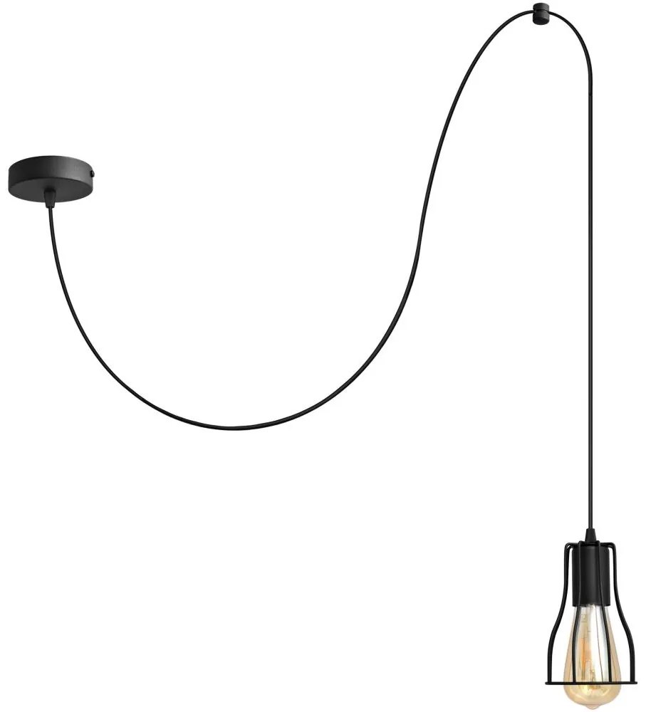 Csillár zsinóron TUBE 1xE27/15W/230V fekete