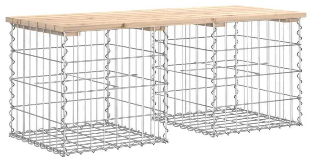 tömör fenyőfa gabion kerti pad 103x44x42 cm