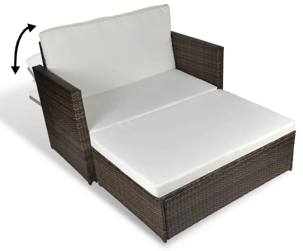 Barna kerti polyrattan kanapé