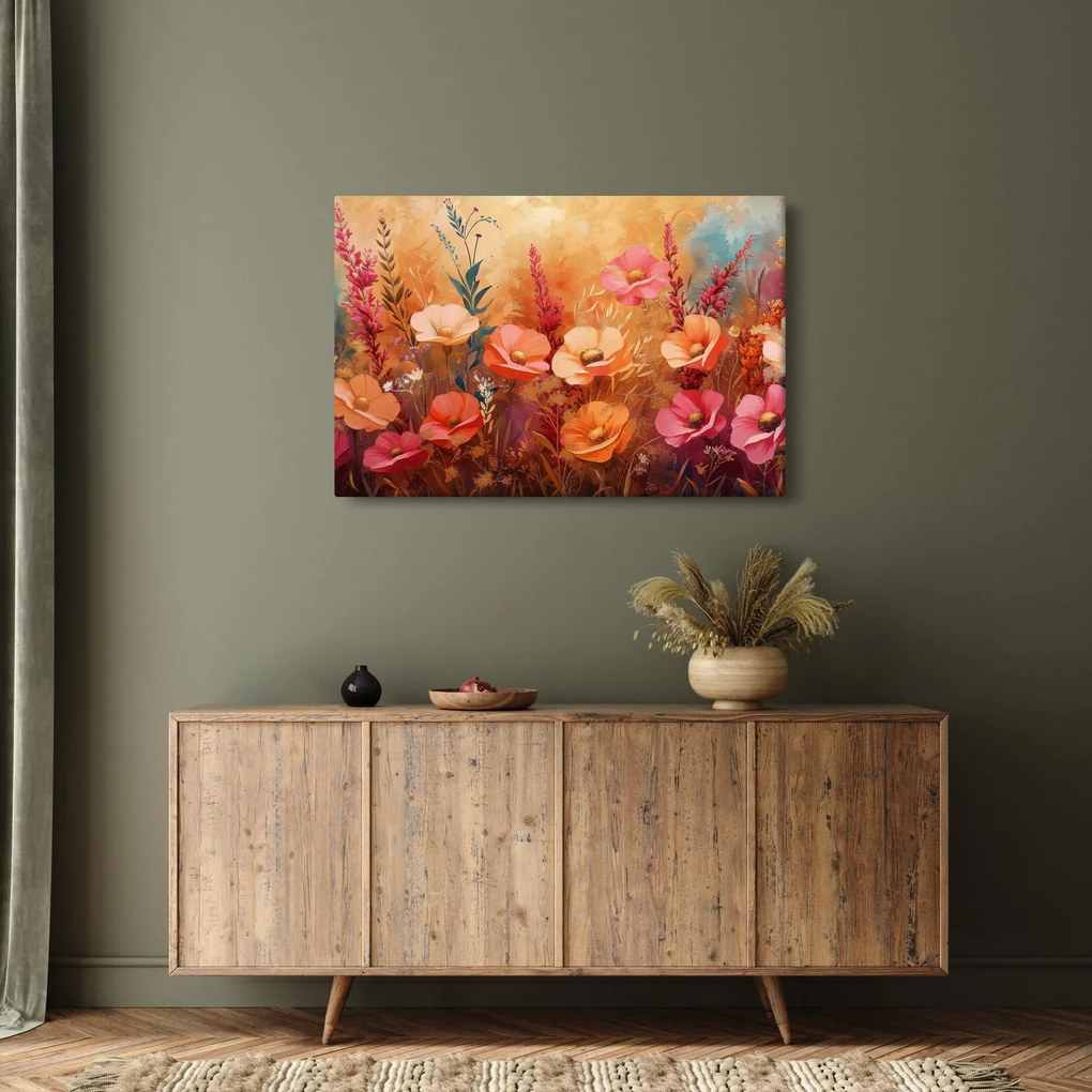 Kép - Virágos rét, festmény (90x60 cm)