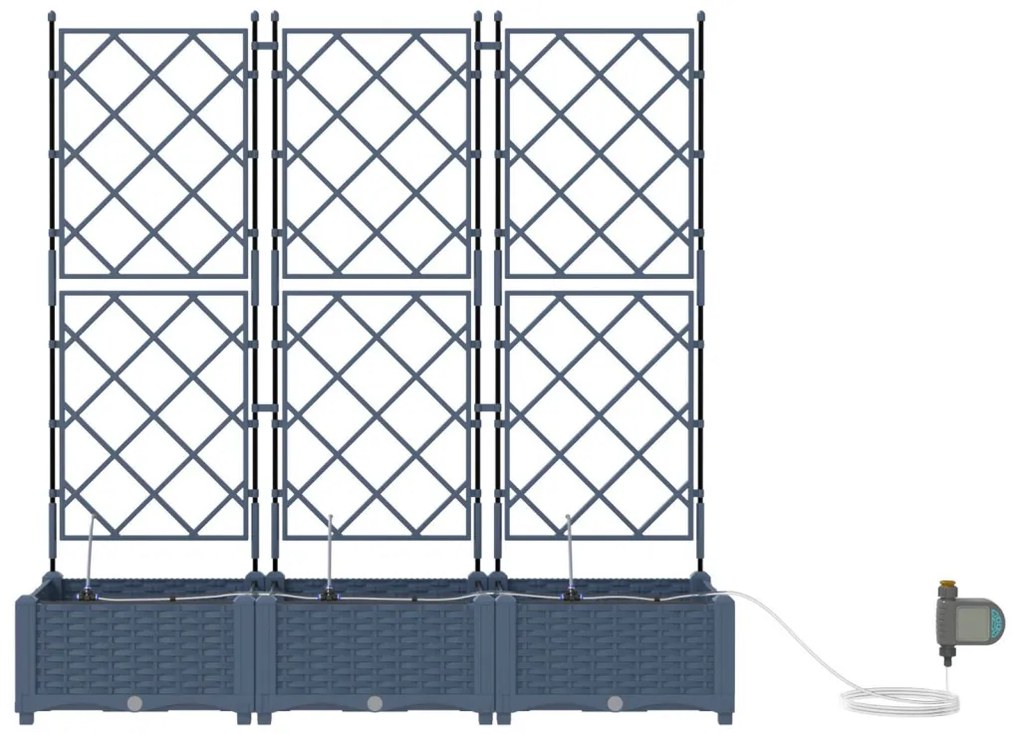 Kerti ültetők Szürke 120 x 40 x 126 cm Acél