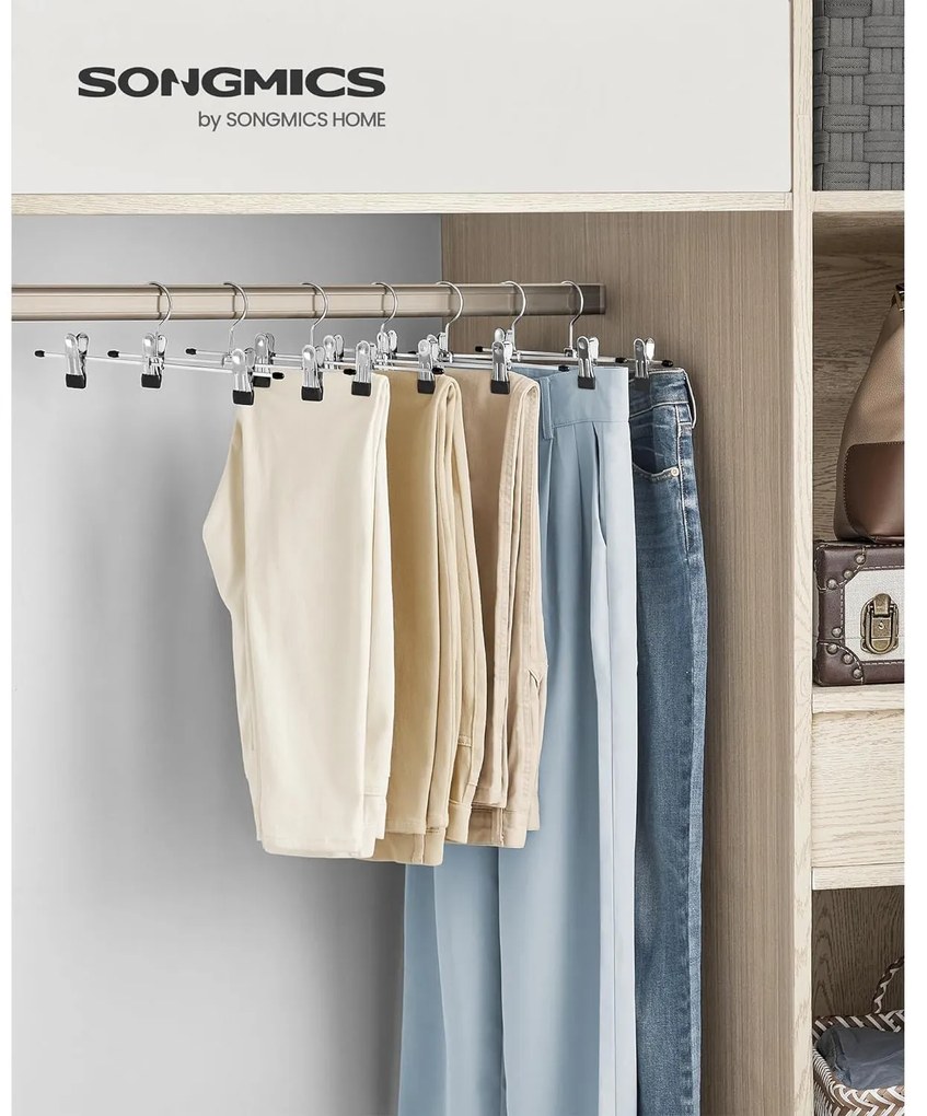 Fém nadrágfogasok 31 cm-es csúszásgátló ruhaakasztók, 20 darabos csomag