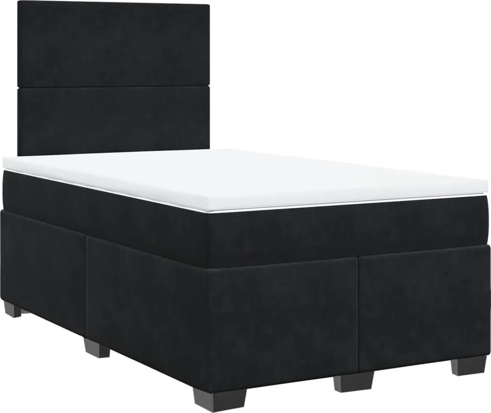vidaXL fekete bársony rugós ágy matraccal 120 x 200 cm