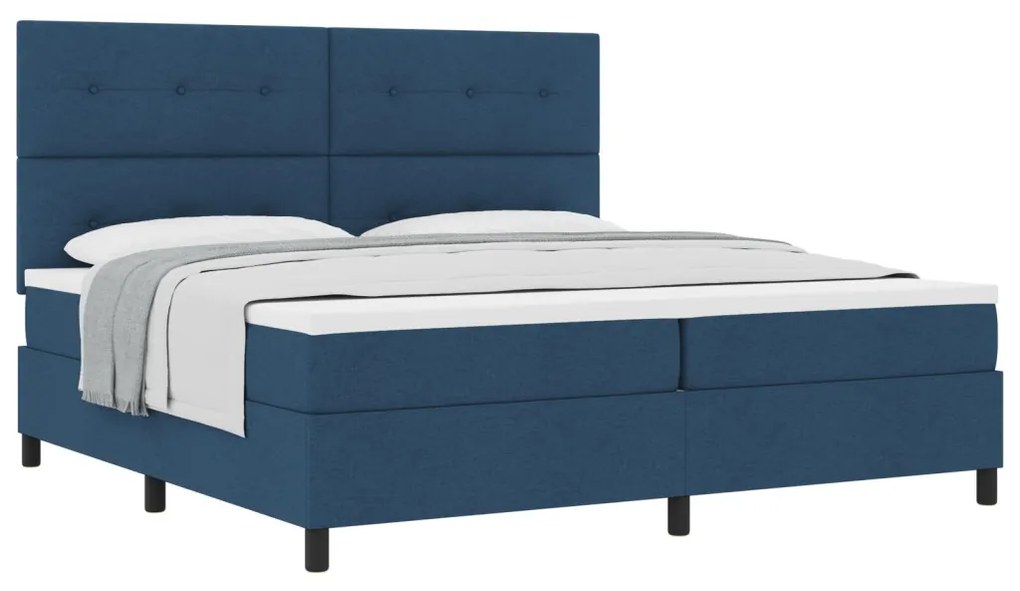 Boxspring Ágy Matraccal Kék 200x200 cm Szövet
