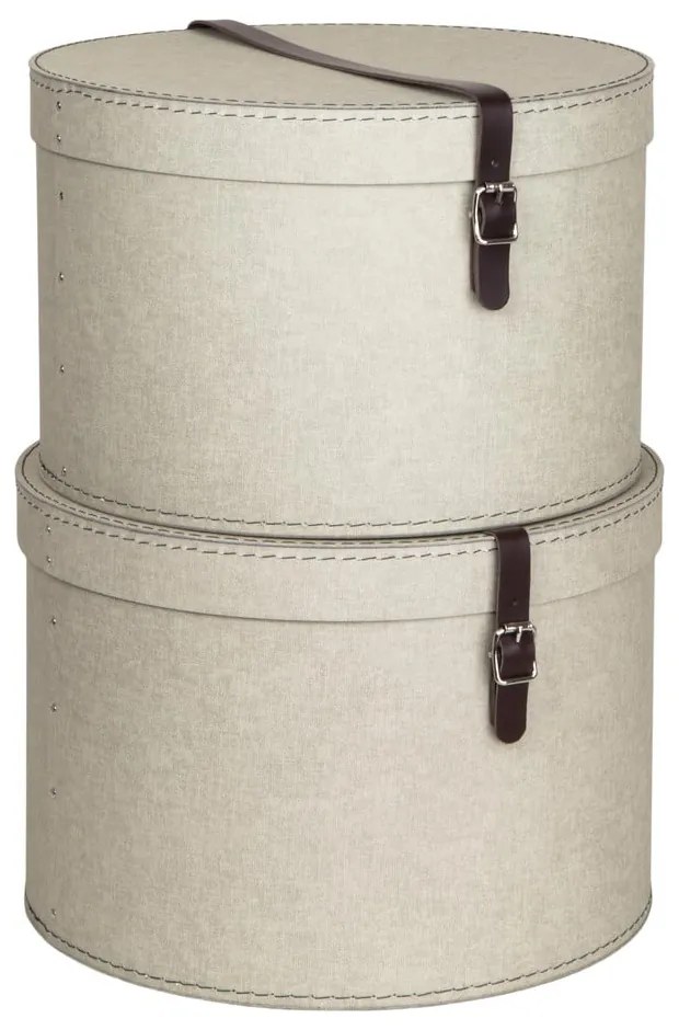Bézs fedeles karton tárolódoboz szett 2 db-os ø 37,5x25 cm Rut Canvas Paper Laminate – Bigso