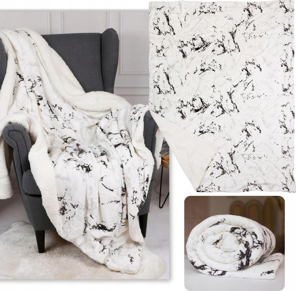 Márvány ,vastag takaró, bárány, sherpa, Téli Ágytakaró, Nagy 150x200 cm