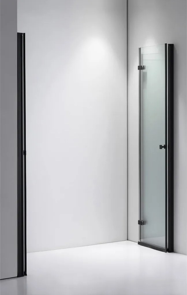 Stuxi Verona Big Black 180 cm széles aszimmetrikus kétszárnyú csukló zuhanyajtó (80+100 cm), 6 mm vízlepergető üveggel, matt fekete profillal, 195 cm magas