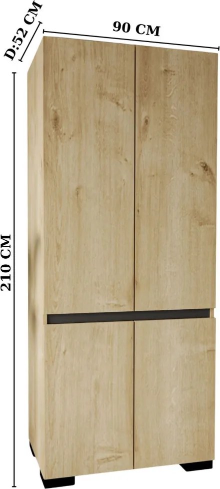 Floransa gardróbszekrény, zafír tölgy, 90 cm – TR469ORN1114