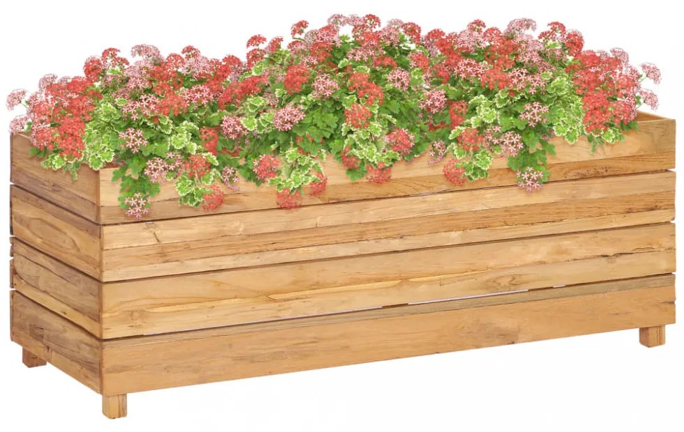 újrahasznosított tíkfa és acél magaságyás 100 x 40 x 38 cm