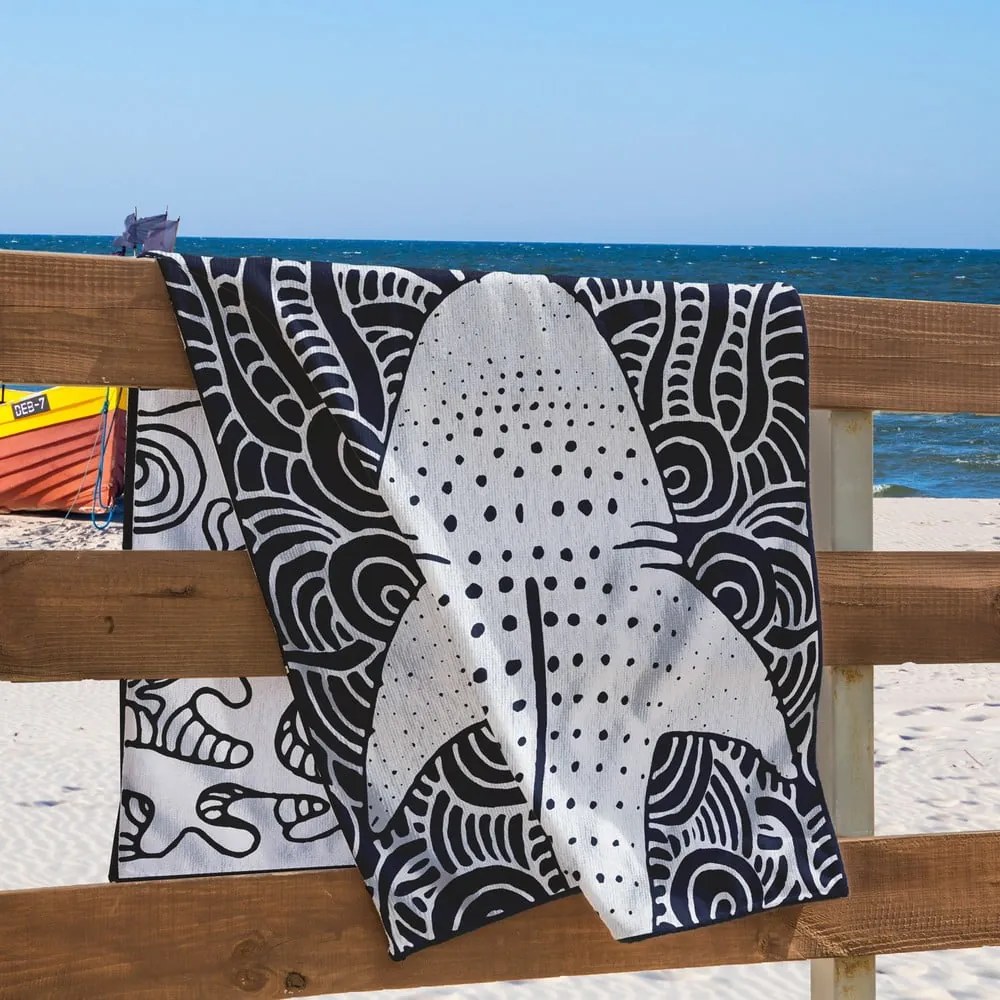 Sötétkék strandtörölköző 90x180 cm Shark – DecoKing