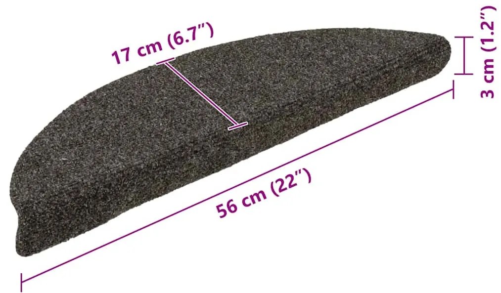 5 db öntapadós lépcsőszőnyeg 56 x 17 x 3 cm antracitszürke félkör alakú