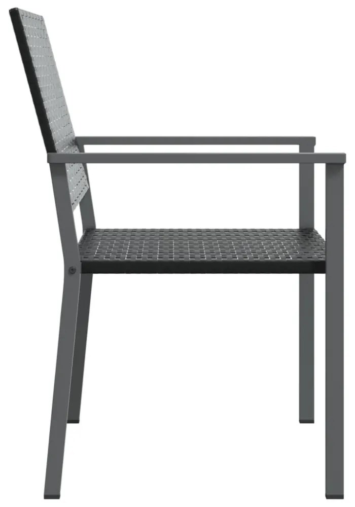 4 db fekete polyrattan kerti szék párnával 54x62,5x89 cm