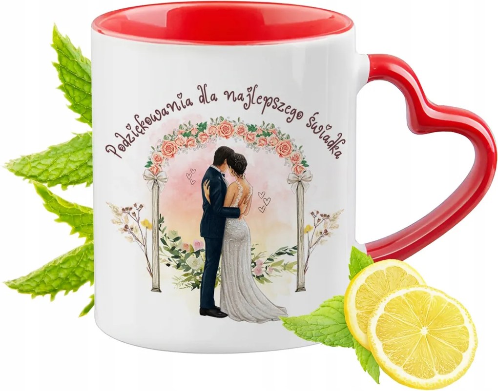 Tanúnak Piros Bögre Szív Alakú Füllel Ajándék