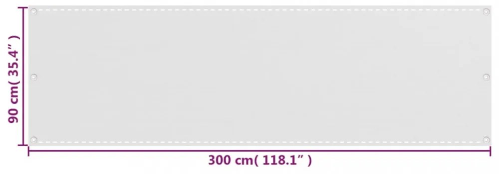 fehér HDPE erkélytakaró 90 x 300 cm