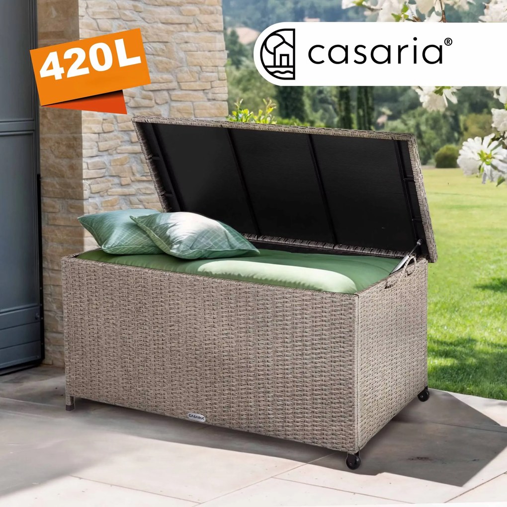 Casaria® Tárolódoboz 122cm x 56cm x 61cm - krém kerekekkel