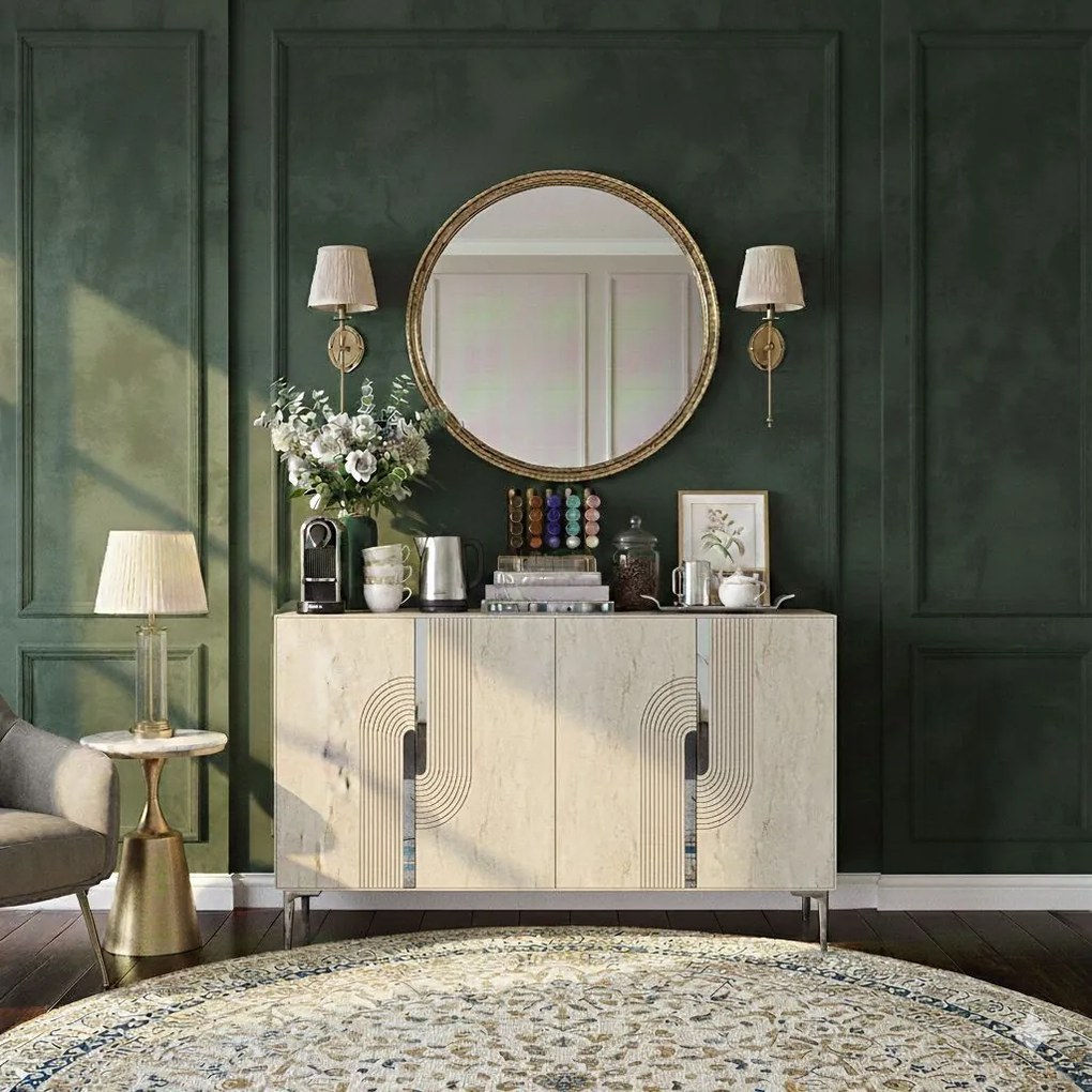 Meyra 120 - White, Travertine, Silver