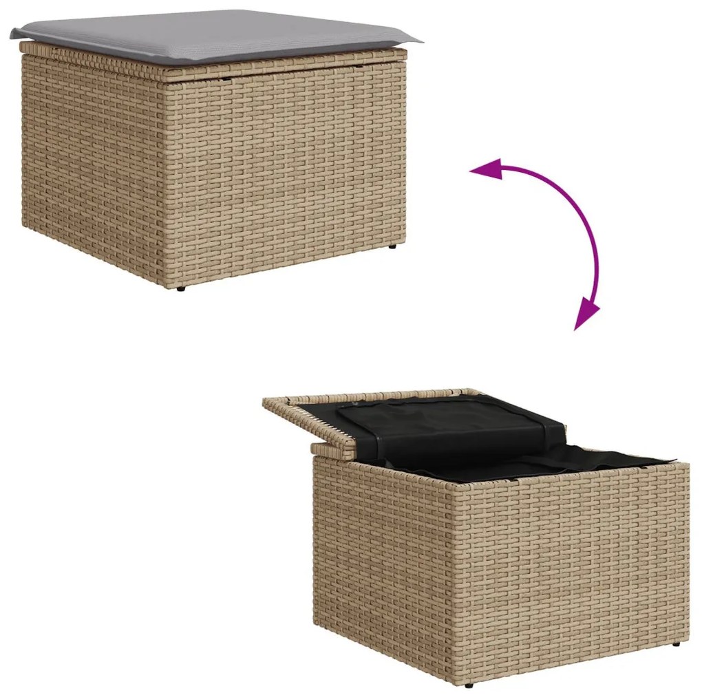 Kerti Kanapé Szett 5 pcs bézs és világosszürke Poli rattan