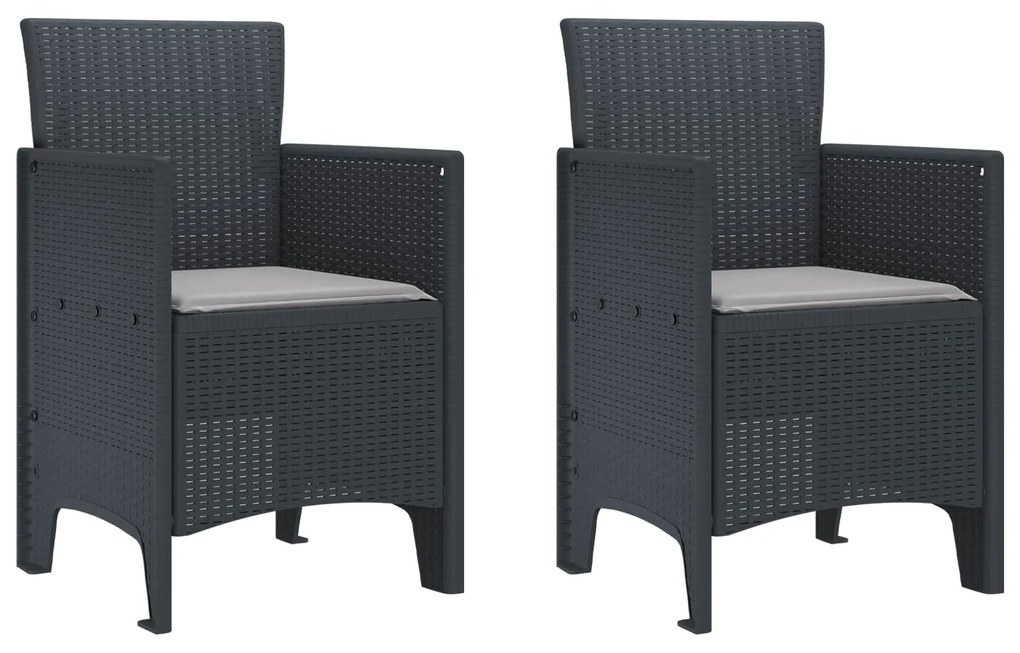 vidaXL Kerti Szék párnával 2 pcs Antracit 53 x 49 x 85 cm Polipropilén