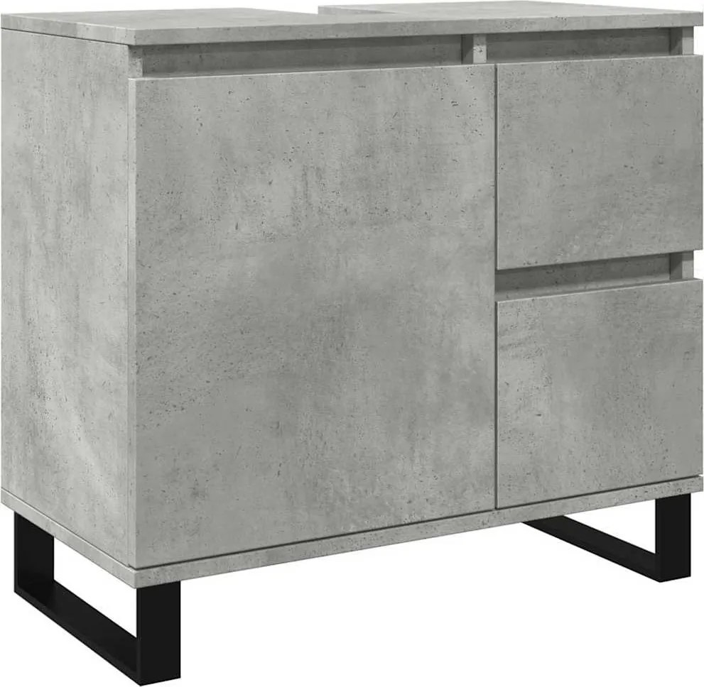 vidaXL betonszürke szerelt fa fürdőszobai mosdószekrény 65x33x60 cm